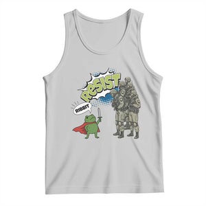 Funny Frog Protest Comic Graphic Tank Top Ribbit Resist Stand Against TS02 Ash Print Your Wear