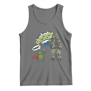 Funny Frog Protest Comic Graphic Tank Top Ribbit Resist Stand Against TS02 Black Heather Print Your Wear