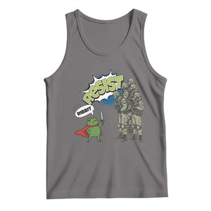 Funny Frog Protest Comic Graphic Tank Top Ribbit Resist Stand Against TS02 Deep Heather Print Your Wear