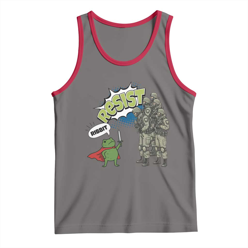 Funny Frog Protest Comic Graphic Tank Top Ribbit Resist Stand Against TS02 Deep Heather Red Print Your Wear