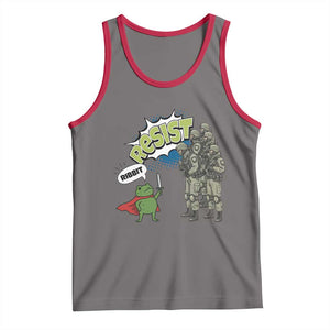 Funny Frog Protest Comic Graphic Tank Top Ribbit Resist Stand Against TS02 Deep Heather Red Print Your Wear