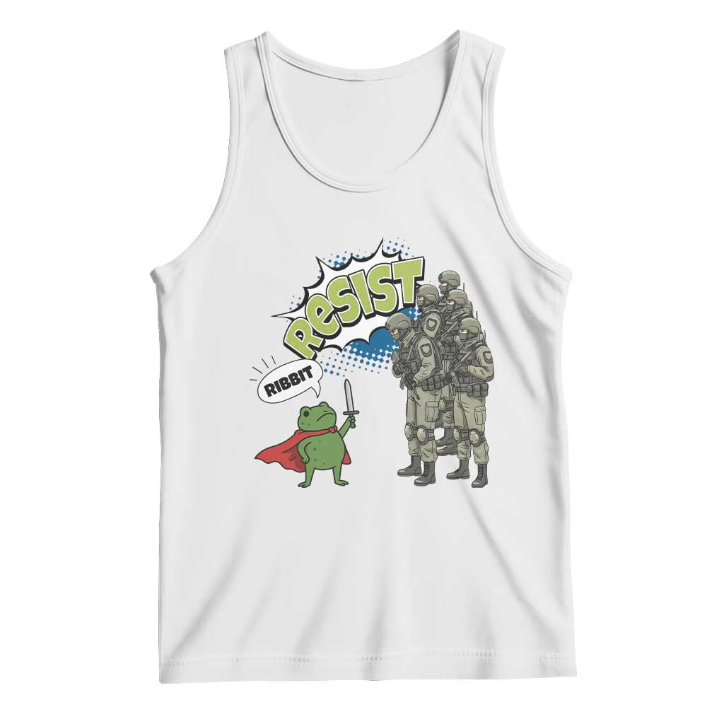 Funny Frog Protest Comic Graphic Tank Top Ribbit Resist Stand Against TS02 White Print Your Wear