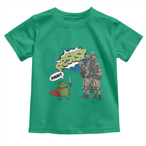 Funny Frog Protest Comic Graphic Toddler T Shirt Ribbit Resist Stand Against TS02 Irish Green Print Your Wear