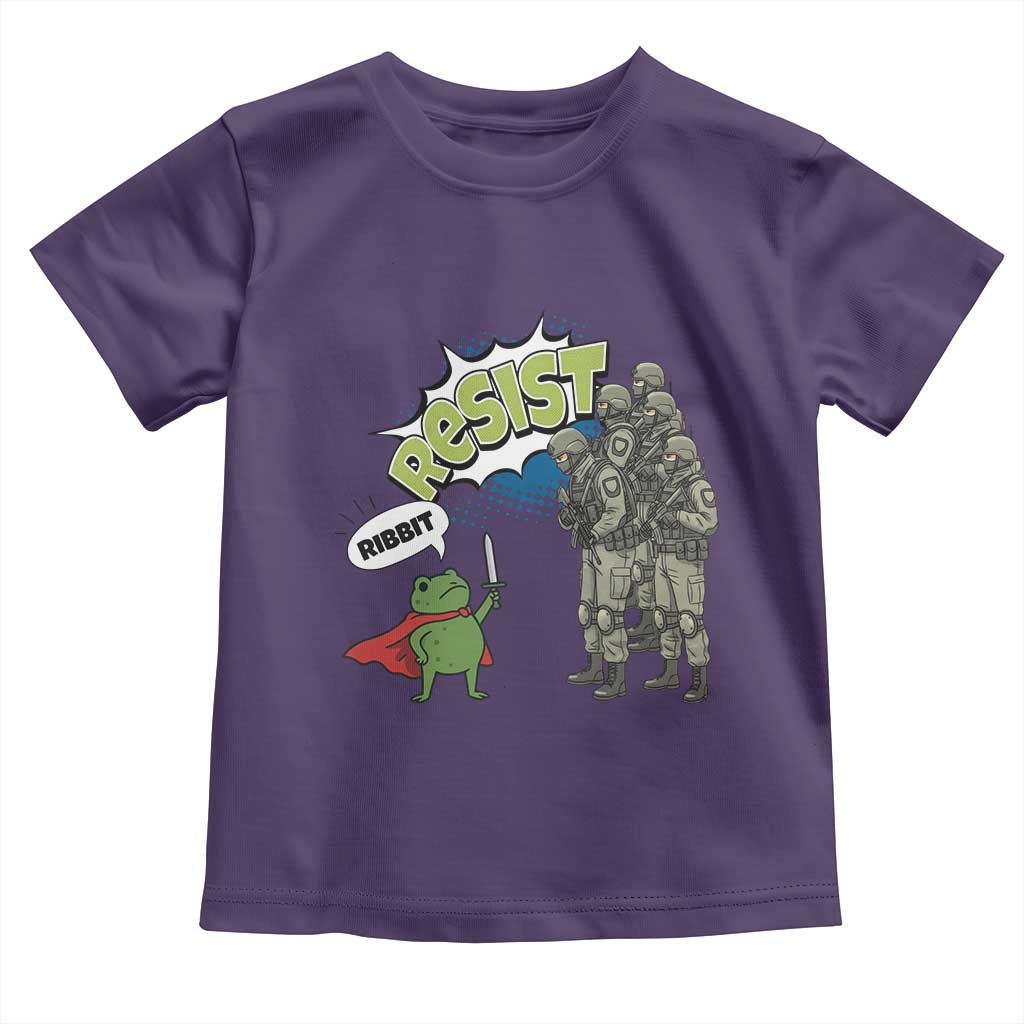 Funny Frog Protest Comic Graphic Toddler T Shirt Ribbit Resist Stand Against TS02 Purple Print Your Wear