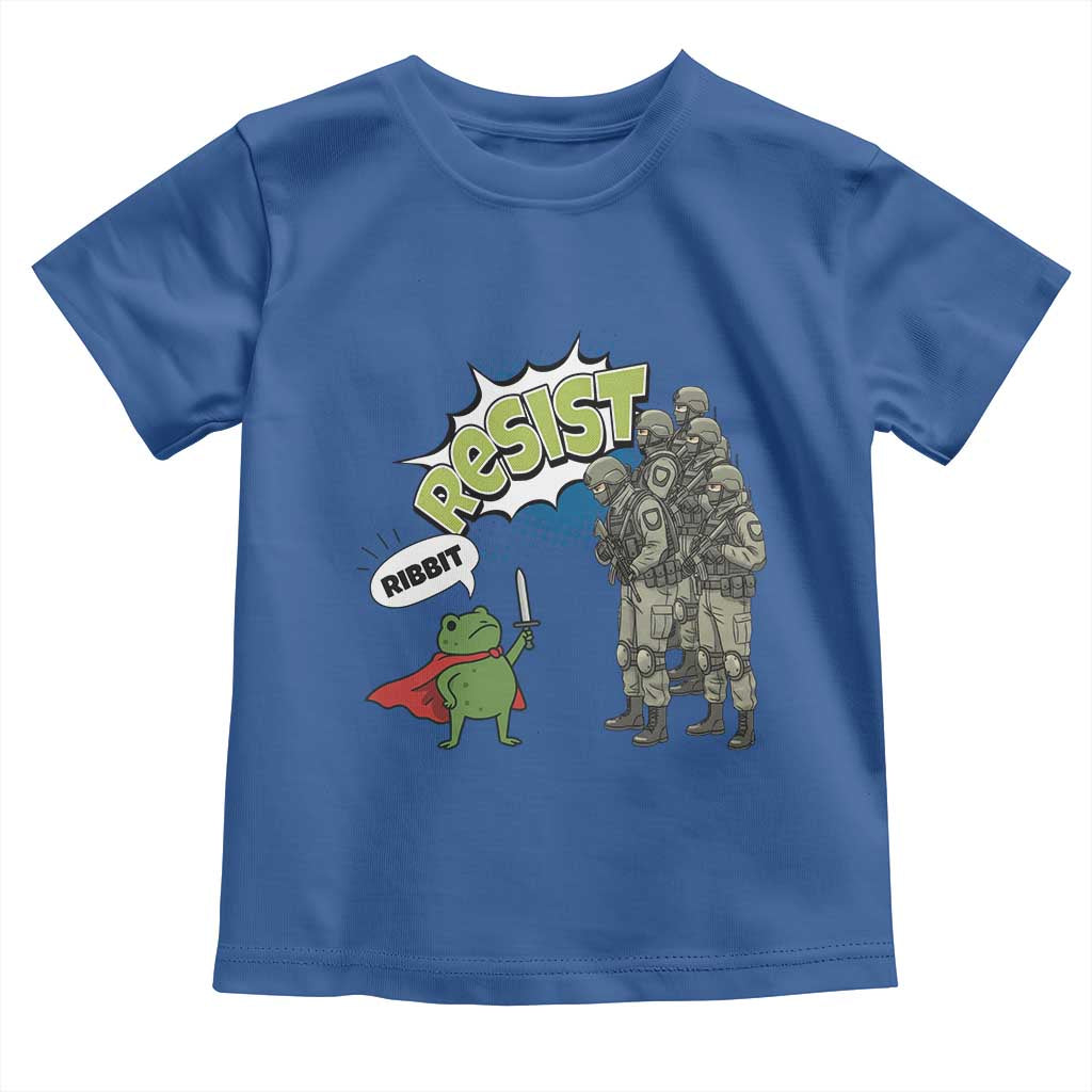 Funny Frog Protest Comic Graphic Toddler T Shirt Ribbit Resist Stand Against TS02 Royal Blue Print Your Wear