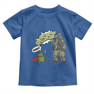 Funny Frog Protest Comic Graphic Toddler T Shirt Ribbit Resist Stand Against TS02 Royal Blue Print Your Wear