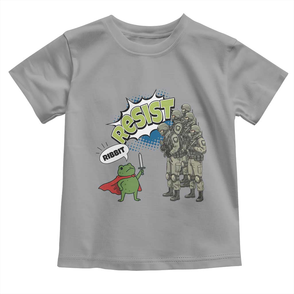 Funny Frog Protest Comic Graphic Toddler T Shirt Ribbit Resist Stand Against TS02 Sport Gray Print Your Wear