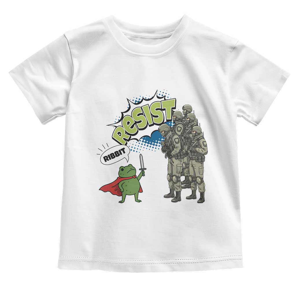Funny Frog Protest Comic Graphic Toddler T Shirt Ribbit Resist Stand Against TS02 White Print Your Wear