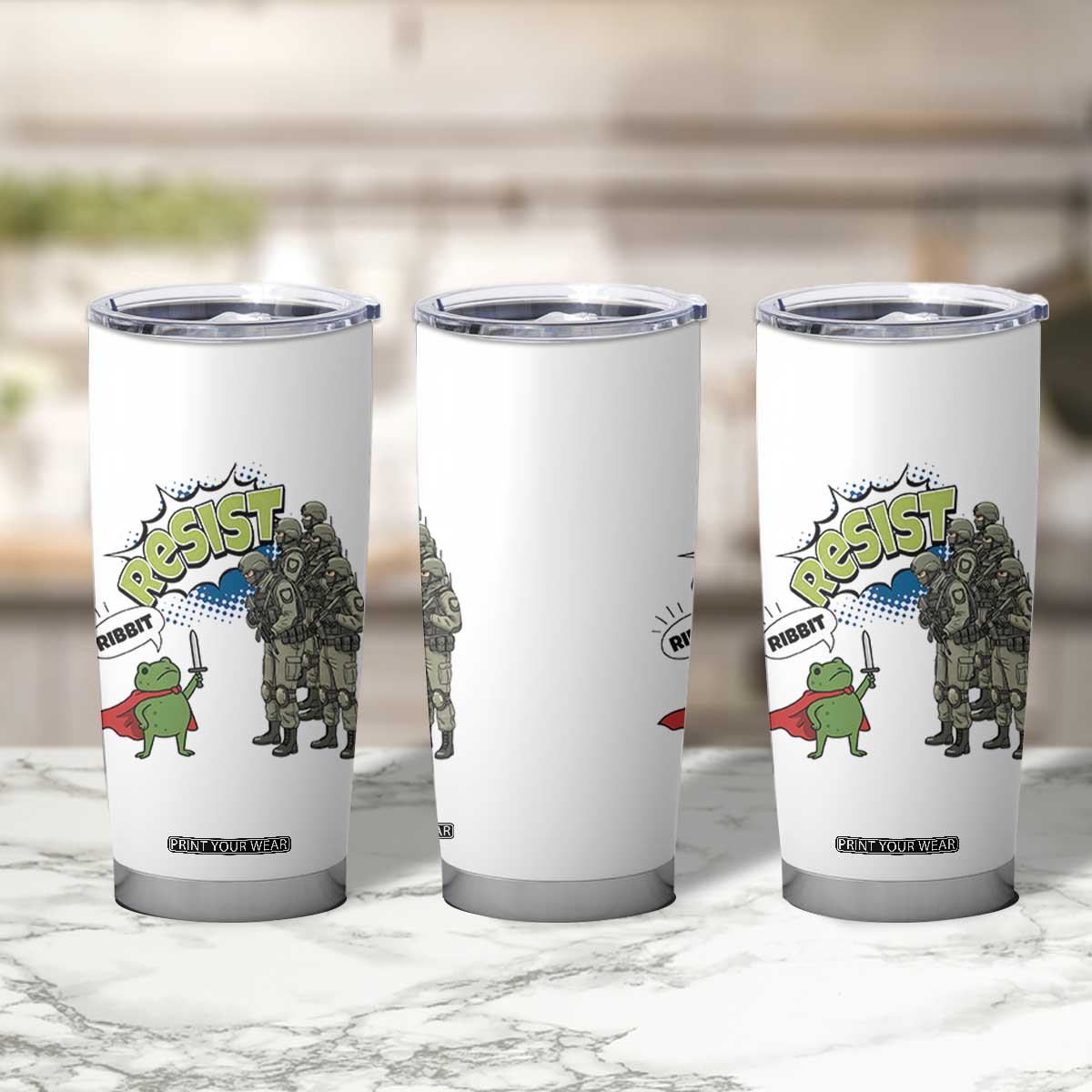 Funny Frog Protest Comic Graphic Tumbler Cup Ribbit Resist Stand Against TS02 Print Your Wear