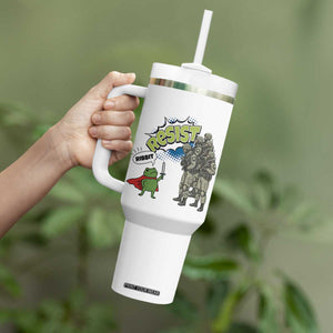 Funny Frog Protest Comic Graphic Tumbler With Handle Ribbit Resist Stand Against TS02 Print Your Wear