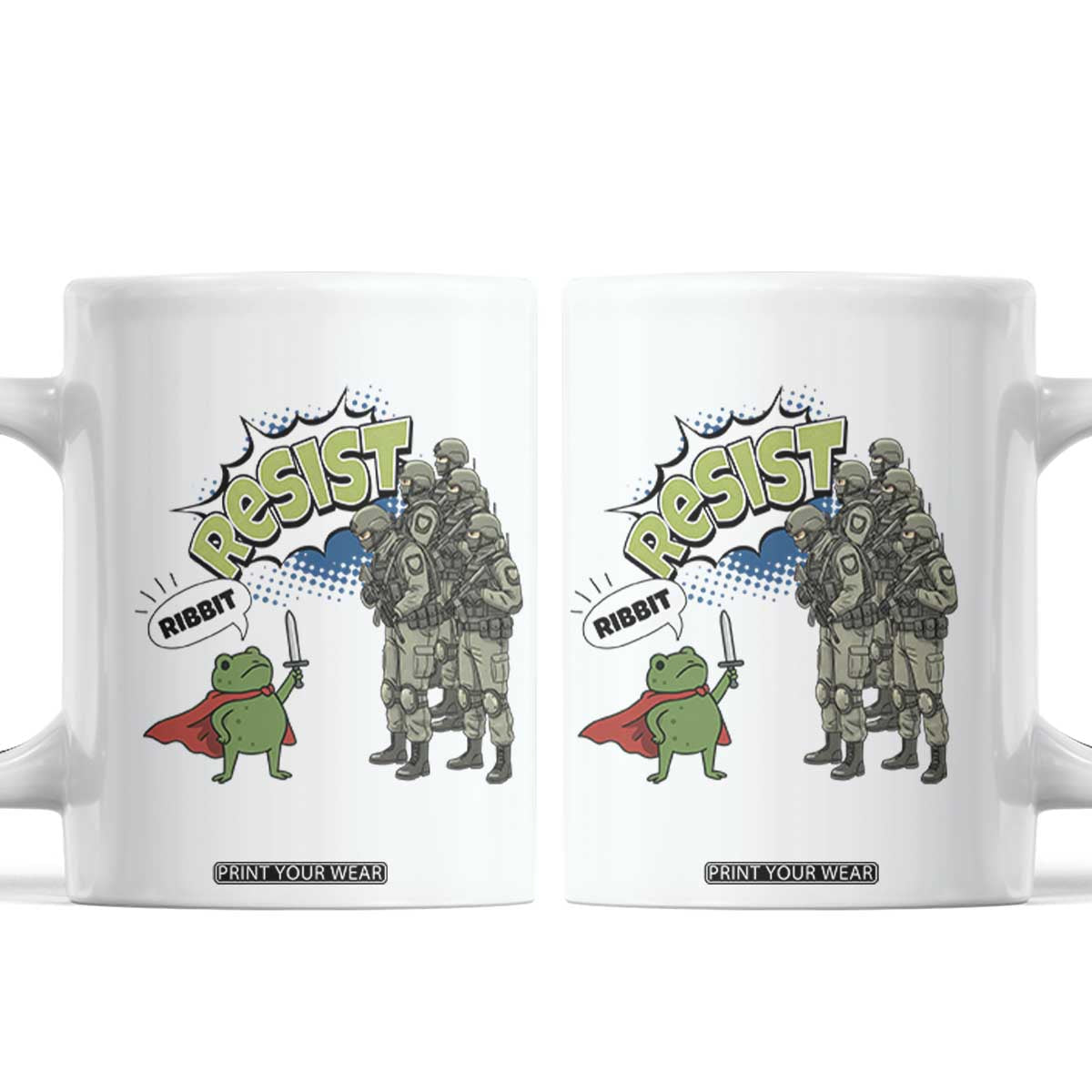 Funny Frog Protest Comic Graphic Coffee Mug Ribbit Resist Stand Against TS02 White Print Your Wear