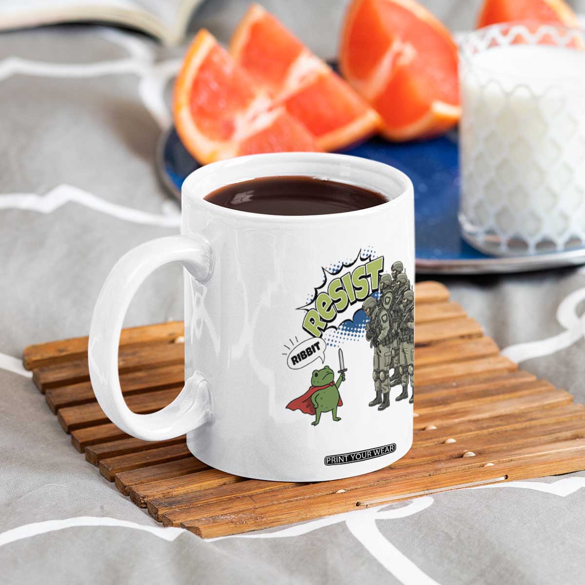 Funny Frog Protest Comic Graphic Coffee Mug Ribbit Resist Stand Against TS02 Print Your Wear