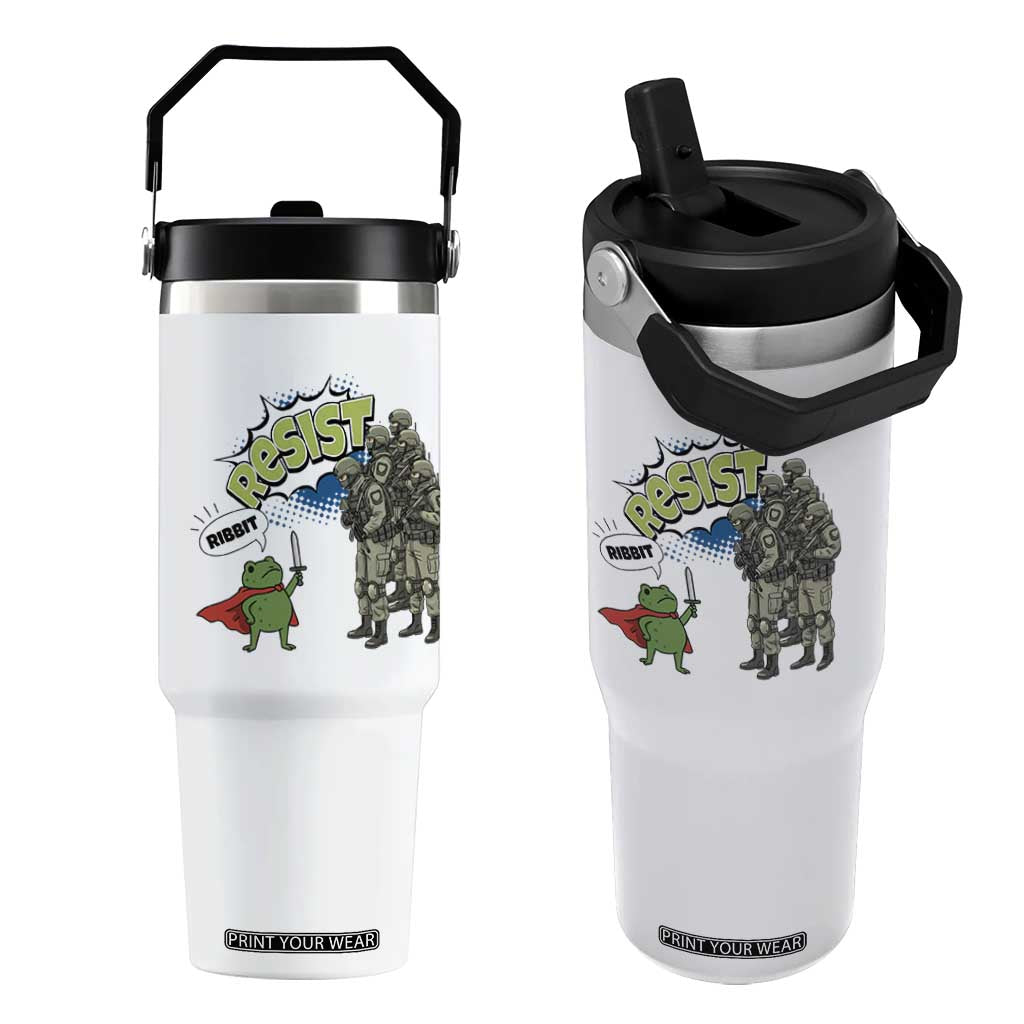 Funny Frog Protest Comic Graphic Flip Straw Tumbler Ribbit Resist Stand Against TS02 One Size: 30 oz White Print Your Wear