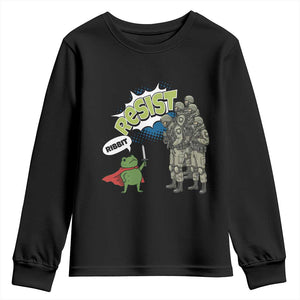 Funny Frog Protest Comic Graphic Youth Sweatshirt Ribbit Resist Stand Against TS02 Black Print Your Wear