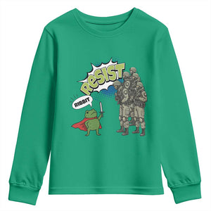 Funny Frog Protest Comic Graphic Youth Sweatshirt Ribbit Resist Stand Against TS02 Irish Green Print Your Wear