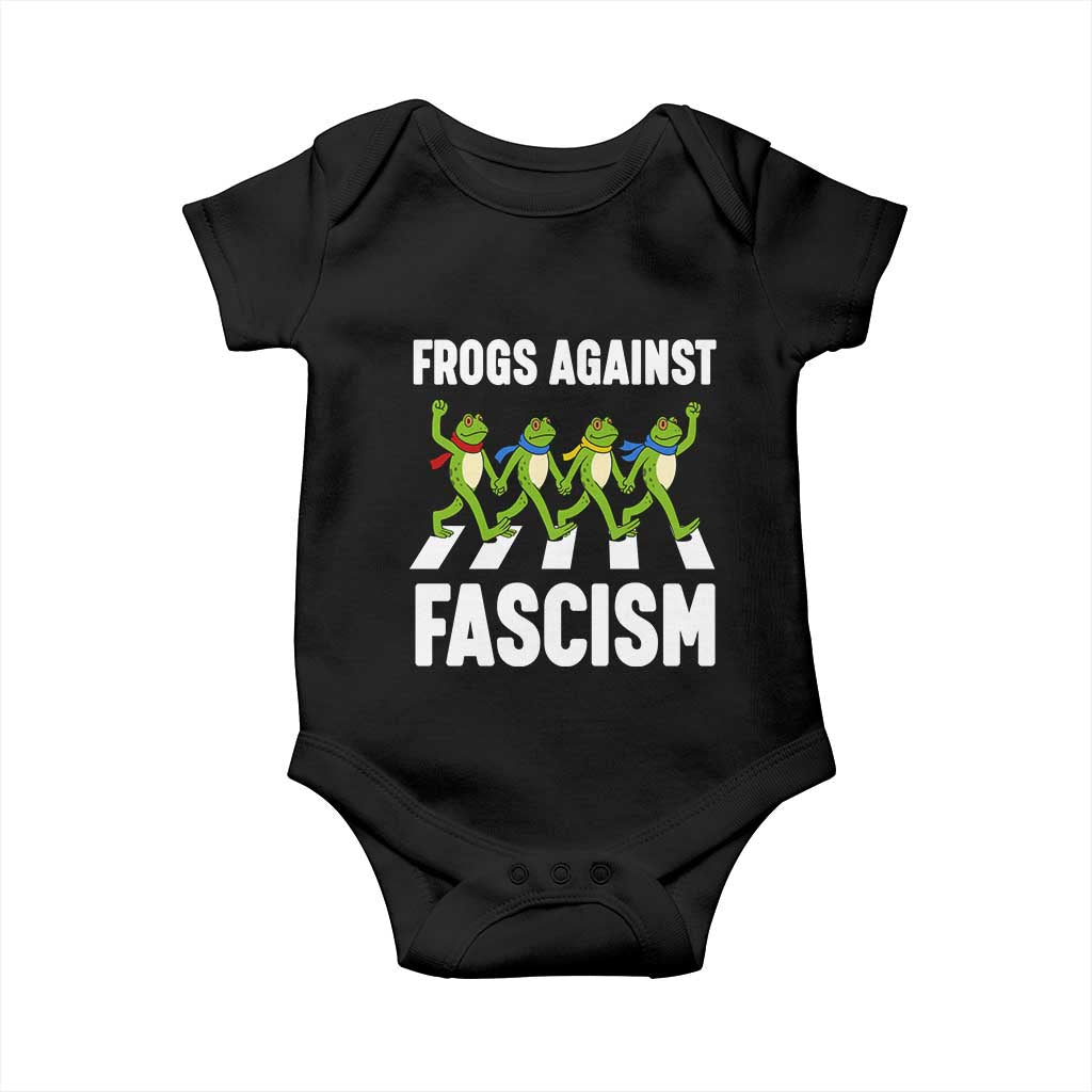 Walking Frog Against Fascism Baby Onesie Frogs Band Resistance Protest TS02 Black Print Your Wear