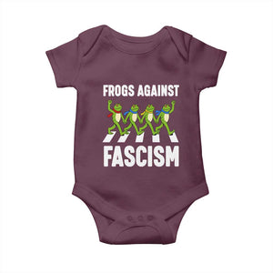 Walking Frog Against Fascism Baby Onesie Frogs Band Resistance Protest TS02 Maroon Print Your Wear