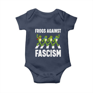 Walking Frog Against Fascism Baby Onesie Frogs Band Resistance Protest TS02 Navy Print Your Wear