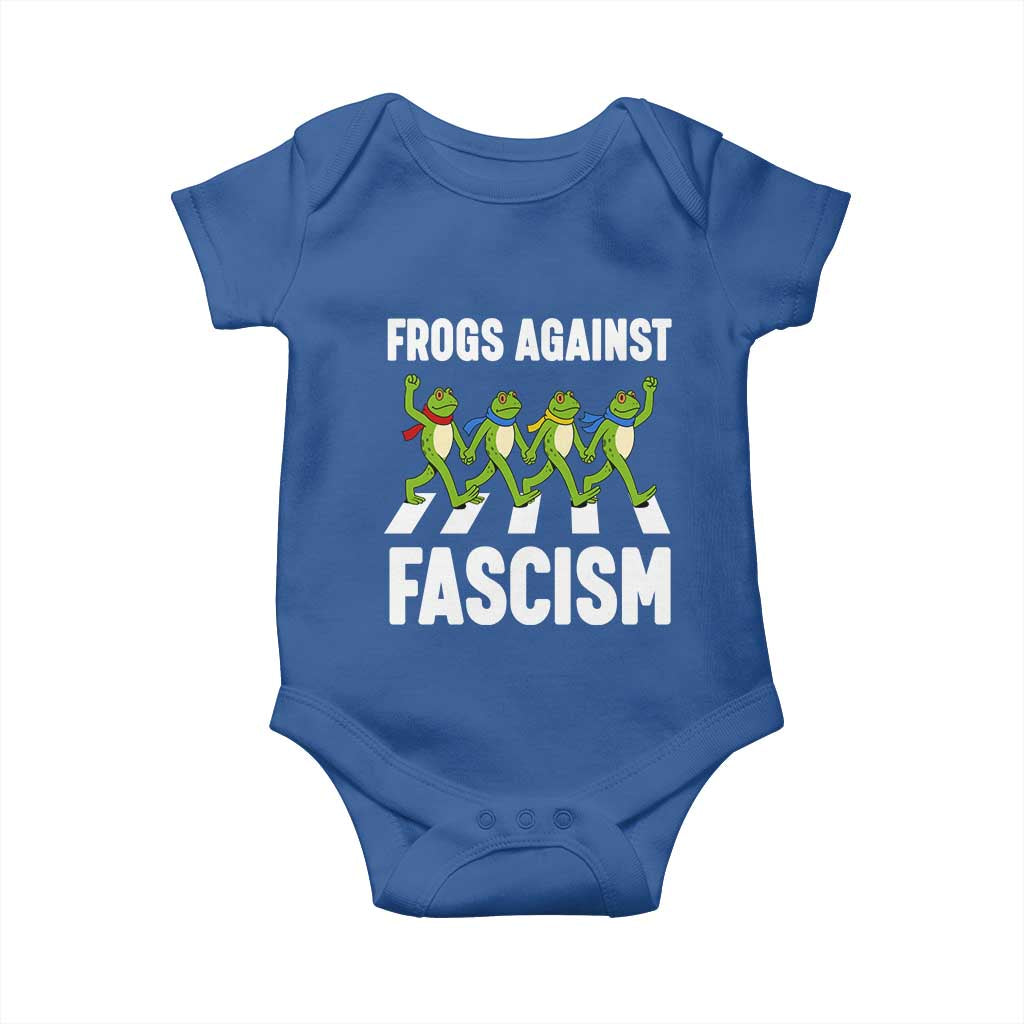 Walking Frog Against Fascism Baby Onesie Frogs Band Resistance Protest TS02 Royal Blue Print Your Wear