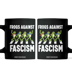 Walking Frog Against Fascism Coffee Mug Frogs Band Resistance Protest TS02 Black Print Your Wear