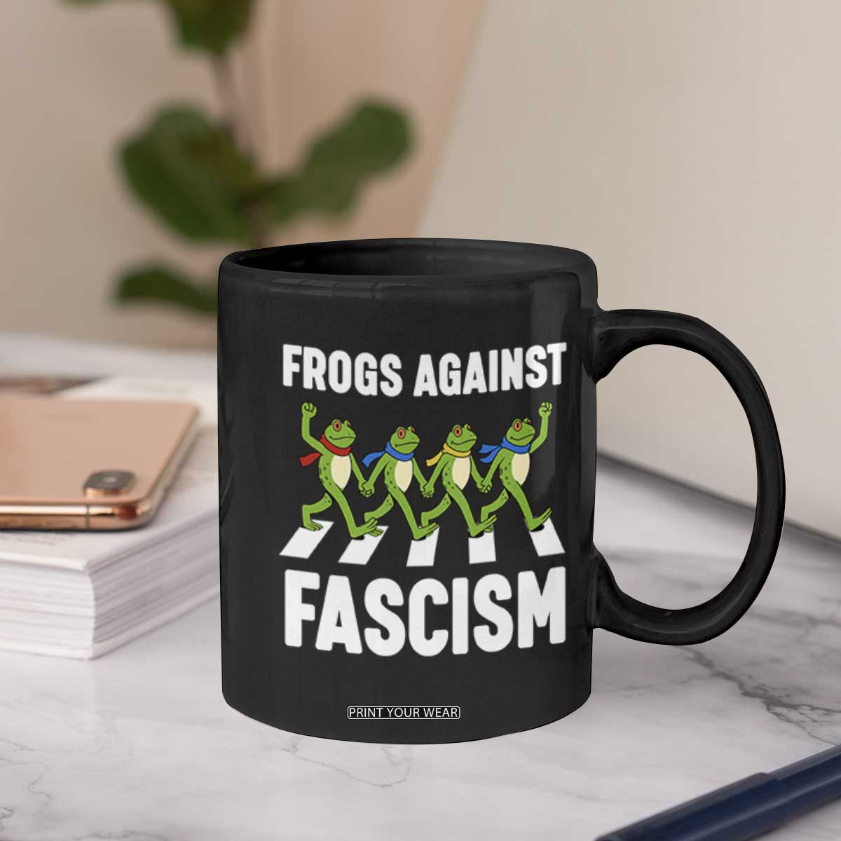 Walking Frog Against Fascism Coffee Mug Frogs Band Resistance Protest TS02 Print Your Wear