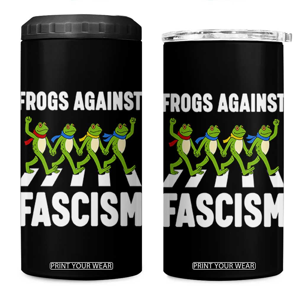 Walking Frog Against Fascism 4 in 1 Can Cooler Tumbler Frogs Band Resistance Protest TS02 One Size: 16 oz Black Print Your Wear