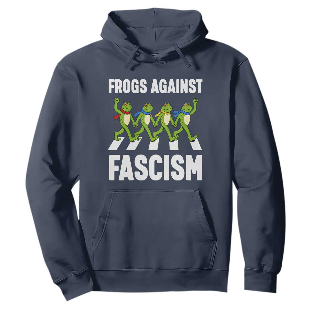 Walking Frog Against Fascism Hoodie Frogs Band Resistance Protest TS02 Navy Print Your Wear