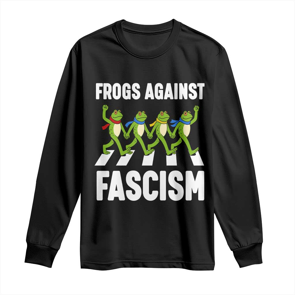 Walking Frog Against Fascism Long Sleeve Shirt Frogs Band Resistance Protest TS02 Black Print Your Wear