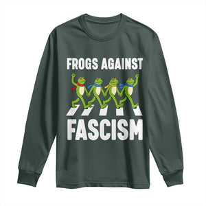 Walking Frog Against Fascism Long Sleeve Shirt Frogs Band Resistance Protest TS02 Dark Forest Green Print Your Wear