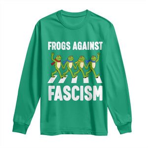 Walking Frog Against Fascism Long Sleeve Shirt Frogs Band Resistance Protest TS02 Irish Green Print Your Wear