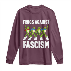 Walking Frog Against Fascism Long Sleeve Shirt Frogs Band Resistance Protest TS02 Maroon Print Your Wear