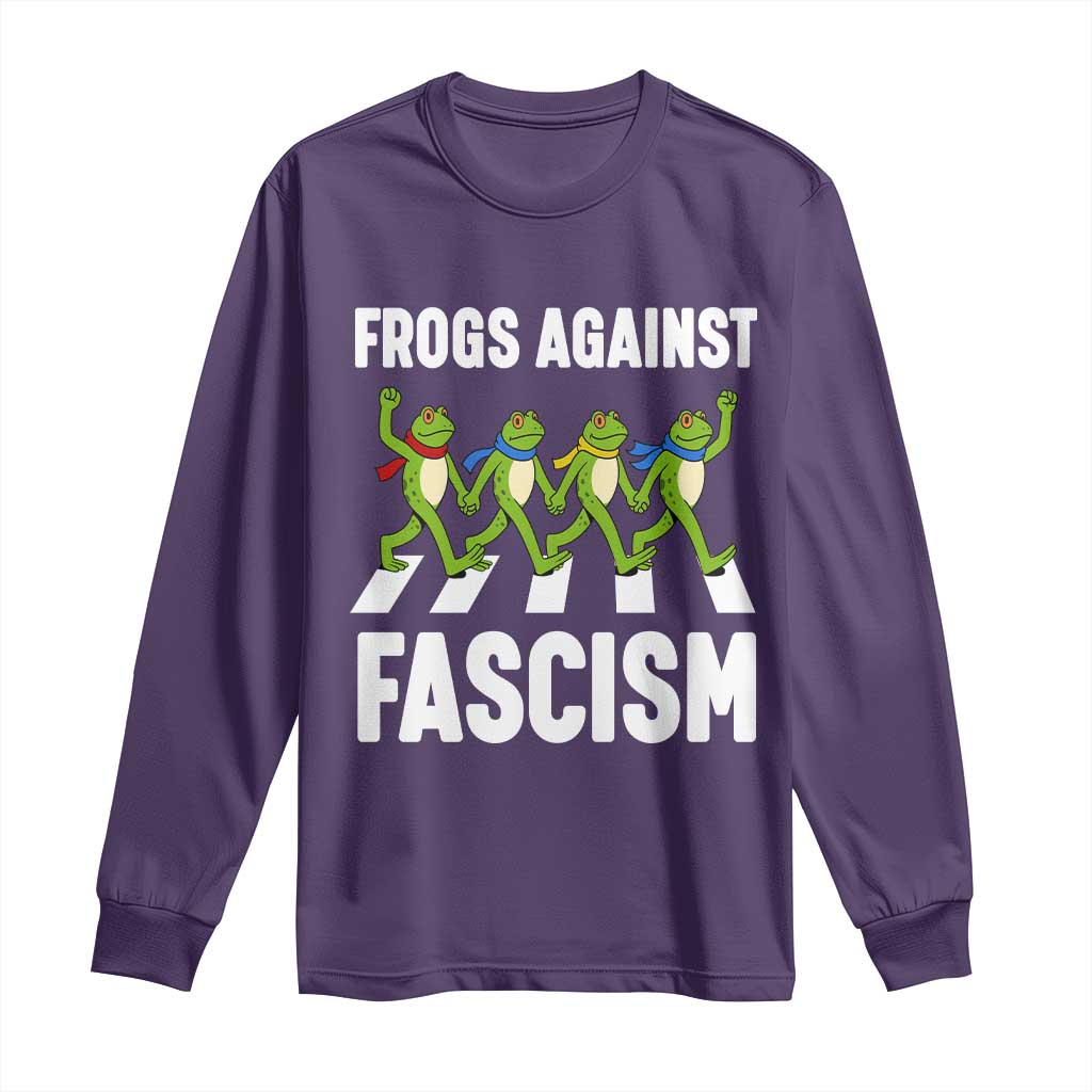 Walking Frog Against Fascism Long Sleeve Shirt Frogs Band Resistance Protest TS02 Purple Print Your Wear