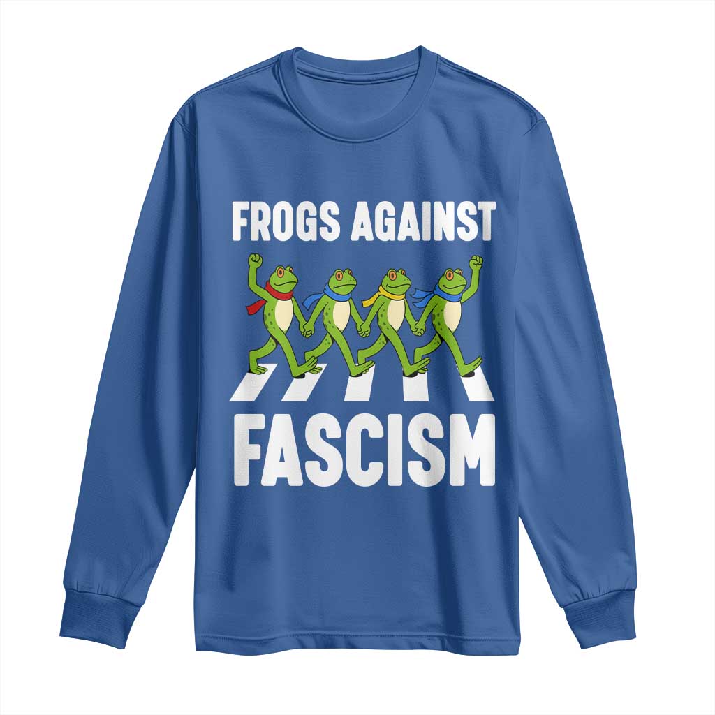 Walking Frog Against Fascism Long Sleeve Shirt Frogs Band Resistance Protest TS02 Royal Blue Print Your Wear