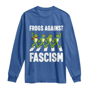 Walking Frog Against Fascism Long Sleeve Shirt Frogs Band Resistance Protest TS02 Royal Blue Print Your Wear