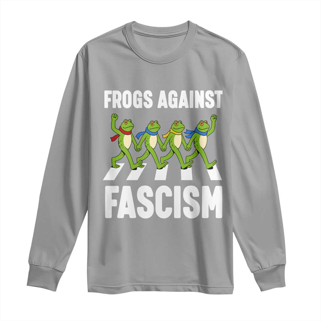 Walking Frog Against Fascism Long Sleeve Shirt Frogs Band Resistance Protest TS02 Sport Gray Print Your Wear