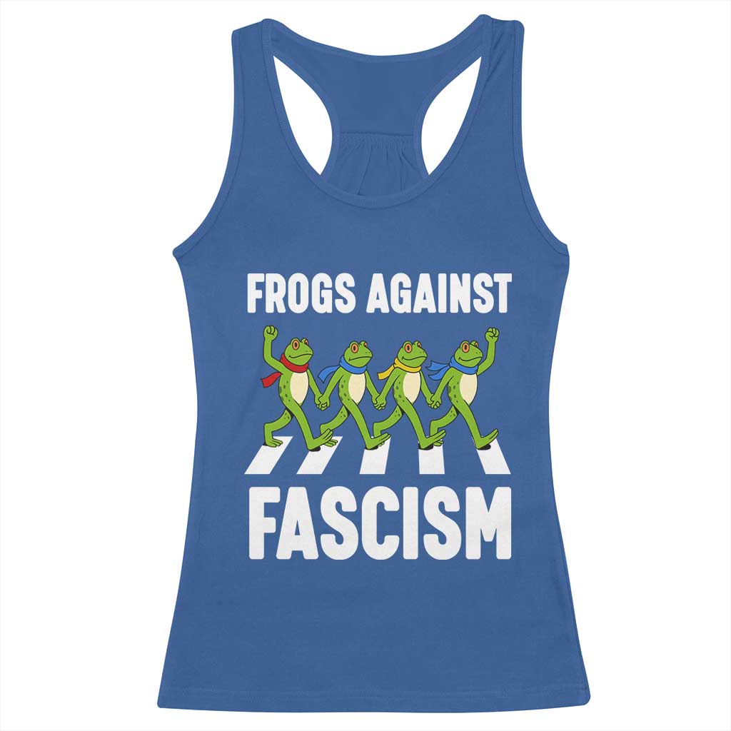 Walking Frog Against Fascism Racerback Tank Top Frogs Band Resistance Protest TS02 Royal Blue Print Your Wear