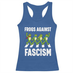 Walking Frog Against Fascism Racerback Tank Top Frogs Band Resistance Protest TS02 Royal Blue Print Your Wear
