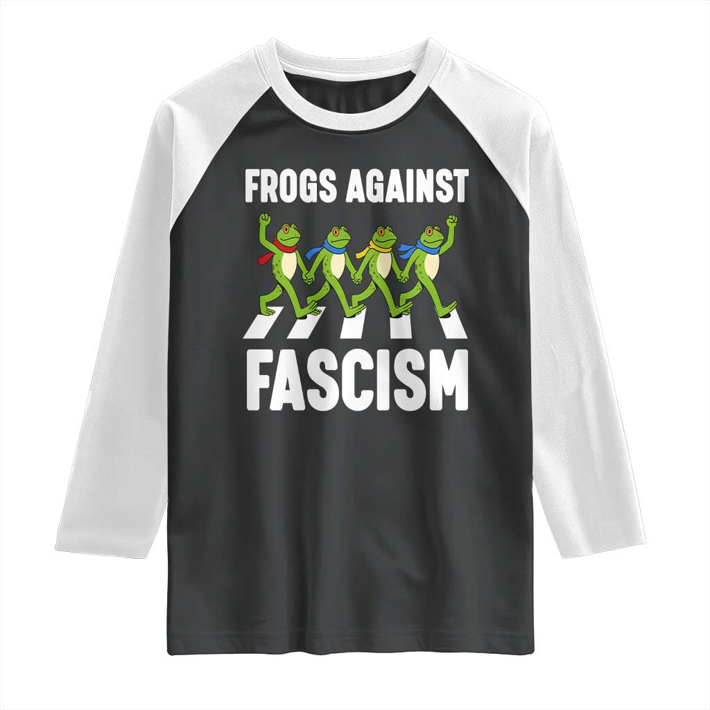 Walking Frog Against Fascism Raglan Shirt Frogs Band Resistance Protest - Print Your Wear
