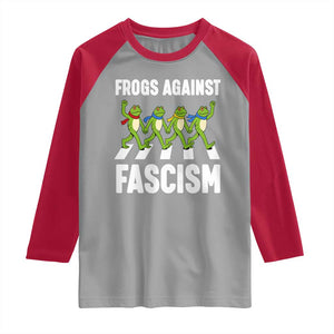 Walking Frog Against Fascism Raglan Shirt Frogs Band Resistance Protest TS02 Sport Gray Red Print Your Wear