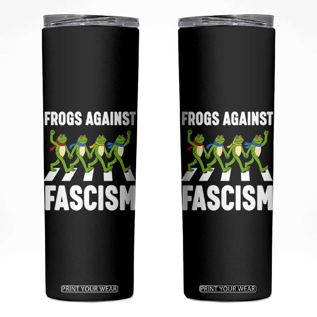 Walking Frog Against Fascism Skinny Tumbler Frogs Band Resistance Protest TS02 Black Print Your Wear