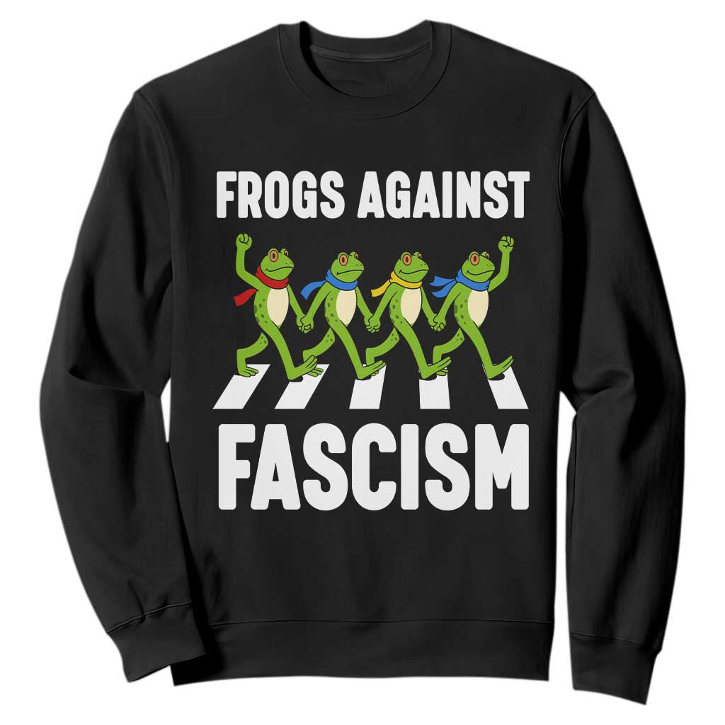 Walking Frog Against Fascism Sweatshirt Frogs Band Resistance Protest TS02 Black Print Your Wear