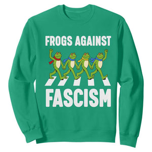 Walking Frog Against Fascism Sweatshirt Frogs Band Resistance Protest TS02 Irish Green Print Your Wear
