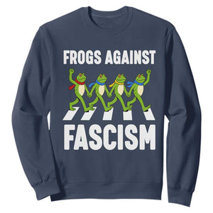 Walking Frog Against Fascism Sweatshirt Frogs Band Resistance Protest TS02 Navy Print Your Wear