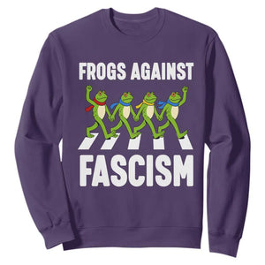 Walking Frog Against Fascism Sweatshirt Frogs Band Resistance Protest TS02 Purple Print Your Wear
