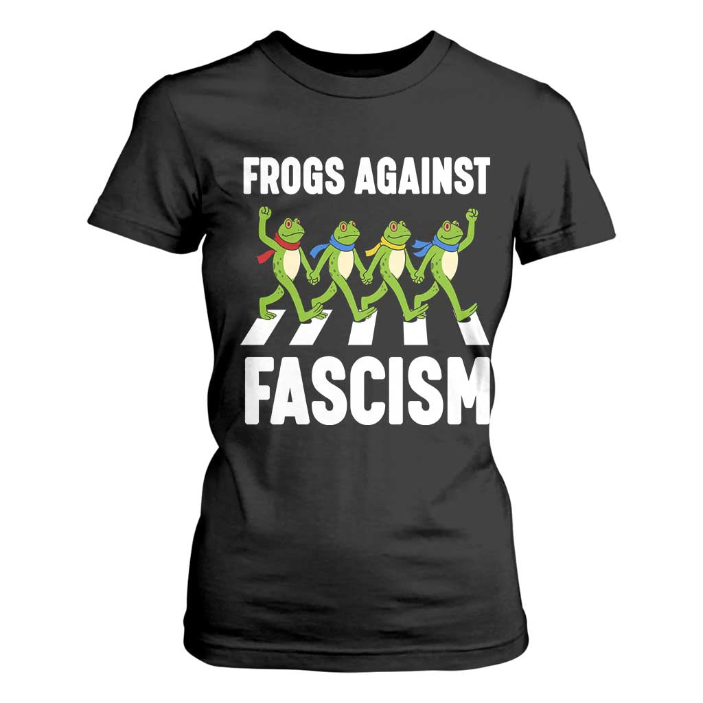Walking Frog Against Fascism T Shirt For Women Frogs Band Resistance Protest - Print Your Wear