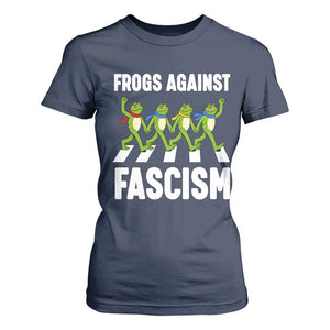 Walking Frog Against Fascism T Shirt For Women Frogs Band Resistance Protest TS02 Navy Print Your Wear