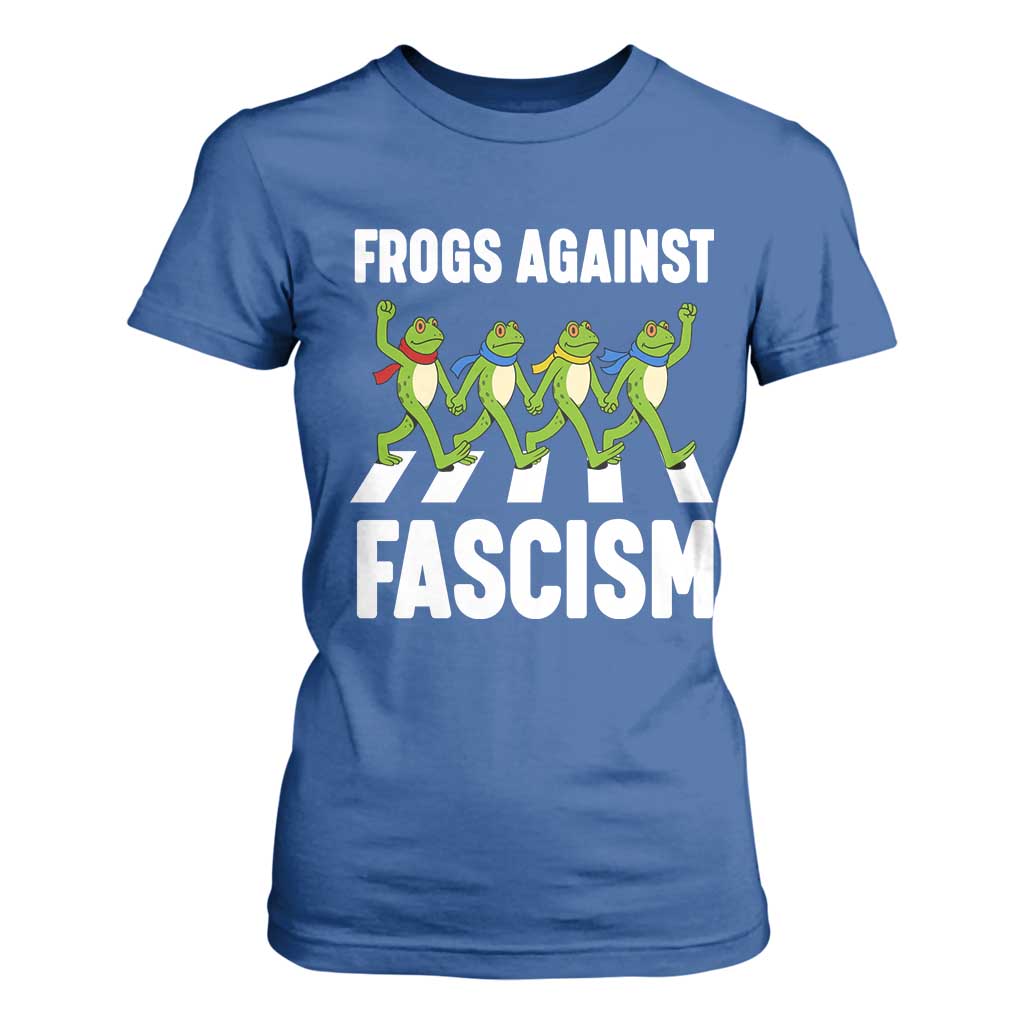 Walking Frog Against Fascism T Shirt For Women Frogs Band Resistance Protest TS02 Royal Blue Print Your Wear