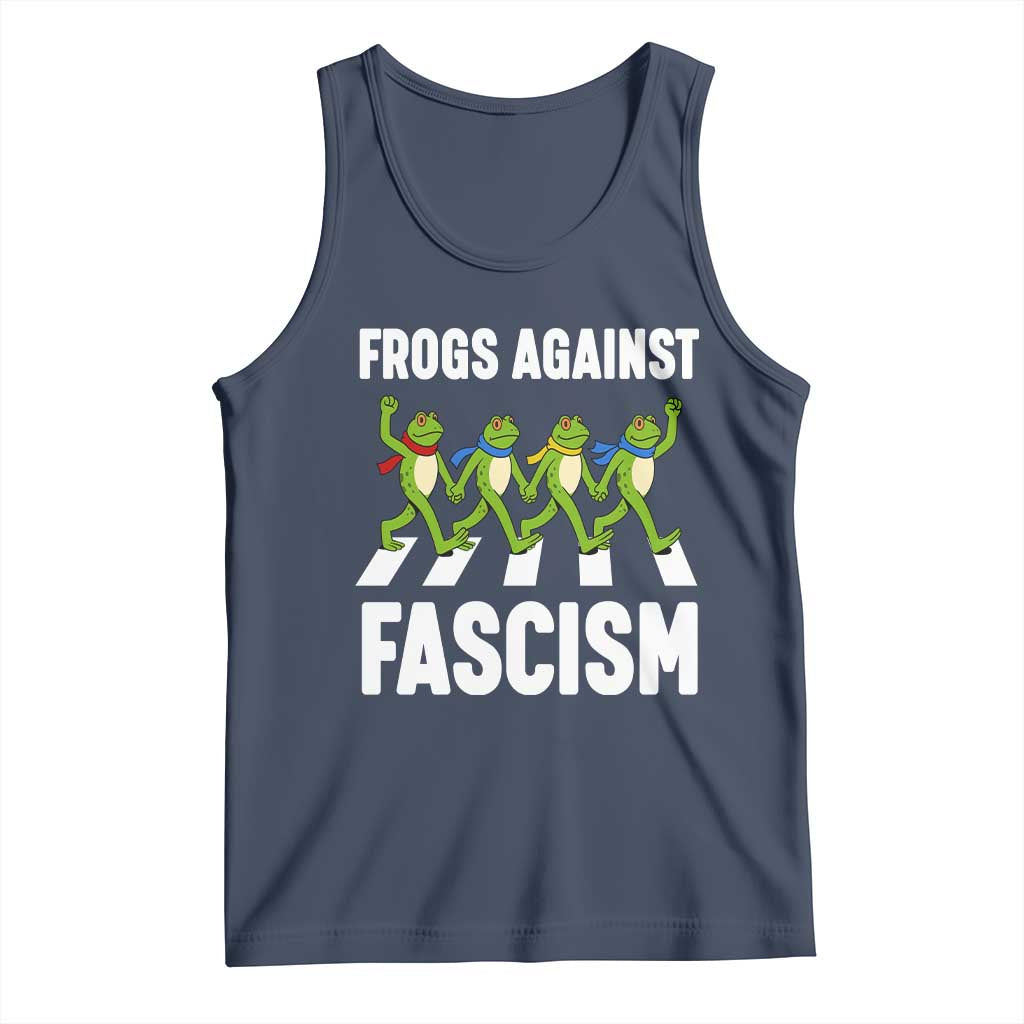 Walking Frog Against Fascism Tank Top Frogs Band Resistance Protest TS02 Navy Print Your Wear