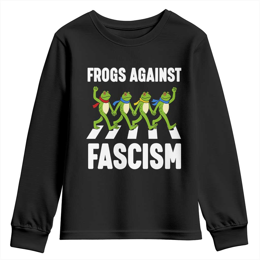 Walking Frog Against Fascism Youth Sweatshirt Frogs Band Resistance Protest TS02 Black Print Your Wear