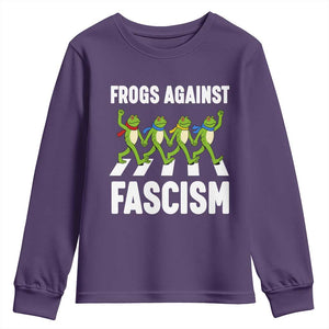 Walking Frog Against Fascism Youth Sweatshirt Frogs Band Resistance Protest TS02 Purple Print Your Wear